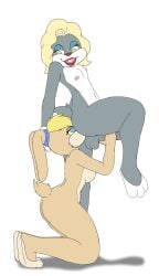 2d 2d_animation animated anthro anthro_only bugs_bunny crossdressing female_on_male femboy_on_female girly humanoid lola_bunny looney_tunes mr_lewdologist non-human non-human_only rimjob rimming_male