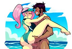 ai_generated equestria_girls flutterbat_(mlp) fluttershy_(mlp) grabbing_ass holding_leg my_little_pony one_leg_up penetration standing standing_sex swimsuit