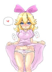 bow_panties dress hair_ribbon kerger360 mario_(series) nintendo princess_peach pussy_juice ribbon