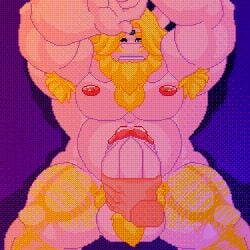 1:1 anthro asgore_dreemurr bedroom big_muscles bodily_fluids boss_monster_(undertale) bovid caprine digital_media_(artwork) disembodied_hand duo genital_fluids genitals goat handjob huge_muscles male male_focus mammal morinetsu muscular muscular_anthro muscular_male nipples overweight overweight_anthro overweight_male penile penis pixel_(artwork) pubes sex solo_focus touching_penis undertale_(series)