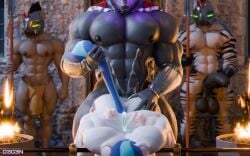 absurd_res anal anthro arms_tied balls big_balls big_muscles big_penis bodily_fluids bound cum cum_inside cum_on_body degen3d duo equid equine forced friendship_is_magic gay genital_fluids genitals group hasbro hi_res king_sombra_(mlp) magic male male/male mammal muscular muscular_male my_little_pony penis public public_sex public_use rape royal_guard_(mlp) sex shining_armor_(mlp) tagme zebra