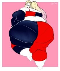 1girls ass batman_(series) bbw big_ass blonde_hair dc dc_comics fat fat_ass fat_rolls fat_woman female female_only harley harley_quinn human looking_back morbidly_obese morbidly_obese_female mx-fa obese obese_female overweight overweight_female solo tagme