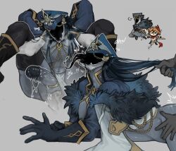 bara capitano_(genshin_impact) childe_(genshin_impact) doggy_style full_nelson gay genshin_impact hair_pull helmet male male_only mask muscular precum sleepyhelper solo solo_male tartaglia_(genshin_impact) yaoi