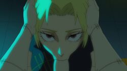 1boy 1girls 2d 2d_animation animated blonde-haired_female blonde_hair blowjob duo female grabbing jujutsu_kaisen looking_at_viewer mahito_(jujutsu_kaisen) male male/female no_sound oral penis short_video shorter_than_10_seconds solo_focus sucking tagme tongol123 video yuki_tsukumo