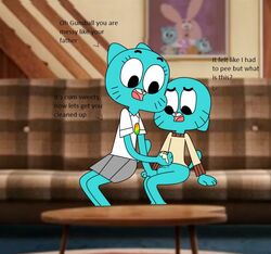 1boy 1boy1girl 1girls anthro anthro_on_anthro anthro_only balls blue_body blue_fur blue_skin bpq00x cartoon_network cum dialogue english english_dialogue english_text female fur gumball_watterson male mother mother_and_child mother_and_son nicole_watterson no_humans penis son son_and_mother straight_hair tagme testicles text the_amazing_world_of_gumball