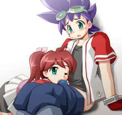 1boy ape_escape blue_hair brother_and_sister fellatio female green_eyes hair incest kei lowres oral saru_getchu satoru satoru_(saru_getchu) sayaka siblings yumi