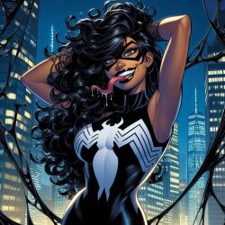 1girls ai_generated dark-skinned_female female kamala_khan marvel marvel_comics ms._marvel ms._marvel_(kamala_khan) muslim pakistani pakistani_female solo spider-man_(series) superheroine symbiote venom_(marvel)