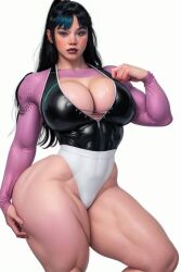 1girls 2d ai_generated ass busty cleavage dc dc_comics female female_only medium_breasts muscular muscular_female punchline_(dc) solo thick_thighs thighs toned_female voluptuous