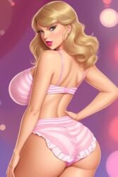 1girls ai_generated ass ass_visible_through_clothes bubble_butt celebrity musician pink_bra pink_panties real_person taylor_swift