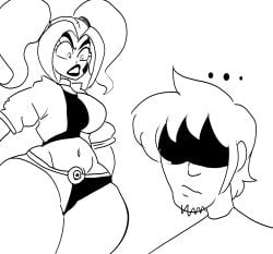 1boy 1girls big_ass black_and_white bottom_heavy crossover dc dc_comics female harley_quinn harley_quinn_(multiversus) huge_ass lemonadepikachu male multiversus plump_lips scooby-doo shaggy_rogers thick_thighs warner_brothers wide_hips