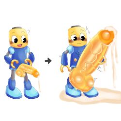 big_balls big_penis cum cum_pool cum_puddle cute cutetory hyper_balls hyper_penis male male_only mega_man non-human robot robot_boy servbot solo solo_male