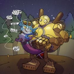 1:1 anal argon_vile balls big_penis blitzcrank_(lol) blue_body blue_fur clothing duo erection extreme_size_difference fur genitals gloves hand_on_head handwear hi_res huge_cock league_of_legends long_penis machine male male/male male_penetrated male_penetrating male_penetrating_male metallic_body night nude outside penetration penis riot_games robot rumble_(lol) sex size_difference sky smug star starry_sky stomach_bulge tencent tools wrench yellow_body yellow_eyes yordle