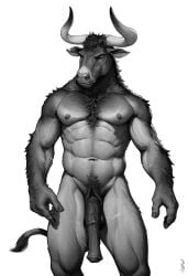 1boy 2024 abs ai_generated animal_genitalia animal_penis anthro avaru big_penis bovid bovine cattle equine_genitalia equine_penis flaccid front_view furry genitals humanoid male male_only mammal minotaur monochrome muscular muscular_male nipples notched_ear nude penis simple_background sketch solo tagme vein veiny_penis white_background