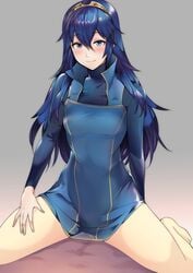 ameno_(a_meno0) barefoot blue_eyes blue_hair blush bottomless edit fire_emblem fire_emblem_awakening girl_on_top implied_penetration implied_sex long_hair looking_at_viewer lucina_(fire_emblem) straddling thighs