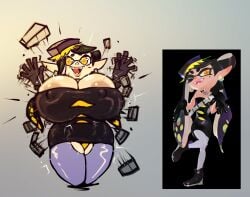 big_ass big_breasts boob_window callie_(alterna) callie_(splatoon) casual_nudity clothed female female_only huge_breasts nintendo nipples_visible_through_clothing no_bra revealing_clothes splatoon splatoon_3 splatoon_3:_return_of_the_mammalians squid_sisters teasing wolflance yellow_hair