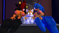 3d age_difference big_breasts blush feet for_free_tho? grippers medibirb naked nervous rule_63 shade_the_hedgehog shadow_the_hedgehog smile sonic_(series) sonic_the_hedgehog sonique_the_hedgehog tails tails_the_fox teasing tongue_out younger_male