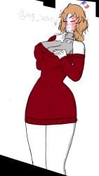 1girls avg_szekely countryhumans countryhumans_girl france_(countryhumans) national_personification personification red_sweater sweater_dress twitter_username