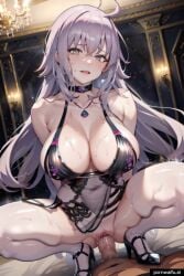 ai_generated big_breasts cowgirl_position fate/grand_order fate_(series) jeanne_d'arc_(alter)_(fate) jeanne_d'arc_(fate)_(all) lingerie pov royal_icing vaginal_penetration