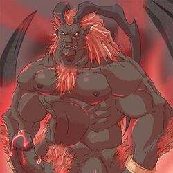 1boy boner demon erection final_fantasy final_fantasy_viii glowing_precum horns ifrit ifrit_(final_fantasy) male male_only nude precum reclamon solo tagme wings