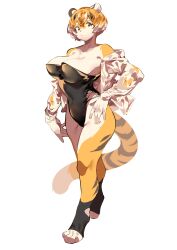 big_breasts breasts cleavage feline female furry huge_breasts mx99926 tagme thick_thighs tiger tiger_girl wide_hips