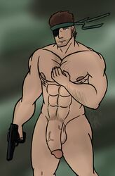 1boy bara big_boss facial_hair human male male_only metal_gear metal_gear_solid_3 muscle nude penis pubic_hair solo tagme testicles