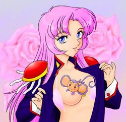 1girls artist_request bra breasts female human light-skinned_female light_skin long_hair looking_at_viewer pink_hair revolutionary_girl_utena tagme utena_tenjou