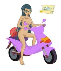 1girls areolae breasts cobolt2 glasses human looking_at_viewer mitzi_(winx_club) motorcycle naked nipples nude scooter solo tagme tinted_eyewear winx_club