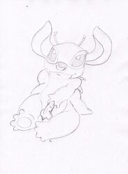 experiment_(species) lilo_and_stitch male male_only monochrome rascalraccoon sketch solo stitch tagme