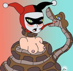 batman_(series) crossover dc_comics disney harley_quinn hypnosis kaa kaa_eyes lol20 mind_control nipples restrained snake the_jungle_book