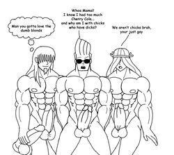 3boys abs balls big_hair cartoon_network character_request crossover dexter's_laboratory dildo erection gay goatee headband hidden_eyes holding_dildo human imminent_sex johnny_bravo johnny_bravo_(series) justice_friends large_dildo large_penis long_hair male male_only monochrome multiple_males muscular nude pecs penis_size_difference presenting_penis sunglasses testicles thick_penis val_hallen yaoi