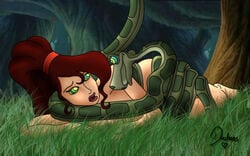 crossover disney duchess_(artist) female hercules_(disney) hypnosis kaa kaa_eyes megara mind_control nude outdoors restrained snake the_jungle_book what