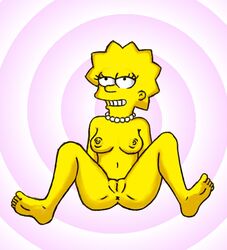 aged_up breasts female female_only front_view human lisa_simpson matt_groening_(style) pussy sitting solo spread_legs tagme the_simpsons toony yellow_body