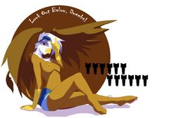 anthro avian beak breasts brown_fur claws eyeswear friendship_is_magic gilda_(mlp) goggles gryphon hair my_little_pony nipples text white_hair wings zeiro