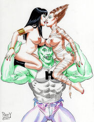 1boy 2011 2girls bride_of_frankenstein crossover female frankenstein hulk male marvel sean_patty threesome vampirella yuri