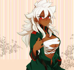 baddap_sleed bandage bandages dark_skin female inazuma_eleven inazuma_eleven_(series) red_eyes rule_63 white_hair