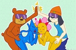 bear blue_skin brown_fur brown_skin canine cat doncorneo feline female flower foursome katy_kat male mammal orgy parappa parappa_da_rappa parappa_the_rapper pj_berri plant sex sony_corporation sony_interactive_entertainment straight sunny_funny yellow_fur