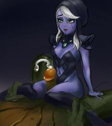 cum dota_2 drow_ranger kneeling orgasm small_breasts tagme thighjob traxex