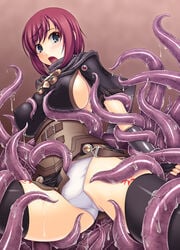 abu blush clothing erect_nipples erect_nipples_under_clothes female female_only large_breasts nel_zelpher panties restrained star_ocean star_ocean_till_the_end_of_time stockings tentacle thighhighs underwear white_panties