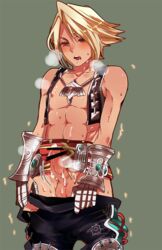 abs blush chest cum cum_on_balls cum_on_body cum_on_lower_body erection final_fantasy final_fantasy_xii kiricloud male male_only muscle pecs penis solo sweat undressing vaan