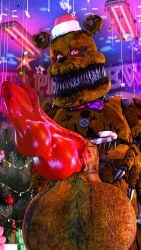 2022 animal_genitalia animal_penis animatronic bear big_cock big_fangs big_penis bow_tie bowtie canine_penis christmas christmas_headwear claws exposed_endoskeleton fangs fangs_out finger_claws five_nights_at_freddy's five_nights_at_freddy's_4 gift gift_box gumboochie headgear headwear huge_balls huge_cock huge_testicles hyper_balls hyper_genitalia hyper_penis hyper_testicles ingame_model large_penis long_penis looking_at_viewer machine male male_only nightmare_fredbear_(fnaf) robot scottgames sharp_claws sharp_teeth solo stomach_mouth thick_penis ursid withered