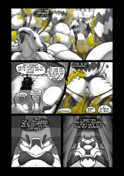 2_fingers 4_arms absurd_res annoyed antennae_(anatomy) anthro anus arthropod ass balls bee big_butt cage clothing comic dialogue english_text fart fart_cloud fart_fetish fart_sniffing farting_female farting_male female female_farting fingers frown genitals group hi_res hymenopteran insects kissing male male/female male/male male_farting monochrome multi_arm multi_limb nude nude_anthro nude_female nude_male panties penis presenting presenting_anus presenting_hindquarters pussy queen_bee scowl sniffing soomir speech_bubble stinger stinger_tail tail text thought_bubble thoughts tired tongue tongue_out towel underwear vulva wings zinnia_(soomir)