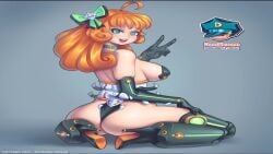 ai_assisted big_butt bondage_gear dominatrix female green_eyes high_heels leg_armor orange_hair penny_polendina robot robot_girl rwby singing supersatanson tagme video