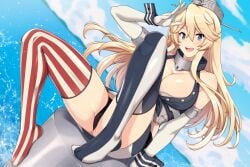 bikini blonde_hair iowa_(kantai_collection) kantai_collection lindaroze stockings tagme warship_girl