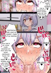 :>= before_and_after big_sister blowjob corruption cum cum_in_pussy cum_on_panties english_text enjoying family family_sex fapping female_only first_time first_time_futa futa_on_female futanari hotaru_(firefly) imminent_ejaculation imminent_orgasm incest little_sister morning_wood older_sister panties partially_clothed pillow_humping sister sisters smiling sucking_penis sweaty sweaty_body womb womb_penetration younger_sister