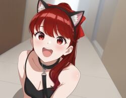 ai_generated cat_ears cat_tail happy kasumi_yoshizawa persona persona_5 petplay red_eyes red_hair sumire_yoshizawa tagme underwear