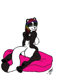 anthro female panda prisma prismalin rainbow_hair