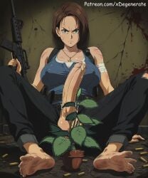 1futa ai ai_art ai_assisted ai_generated barefoot belt blue_eyes brown_hair bruised capcom casing crop_top cum dirty dirty_feet erection foreskin futa_only futanari herb holding_weapon holster indoors jeans jill_valentine looking_at_viewer plant police resident_evil rifle scratches serious sewer short_hair sitting soles solo spread_legs stable_diffusion torn_clothes vase xdegenerate