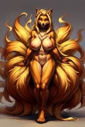 1girls ai_generated blonde blonde_fur blonde_hair naomi_tye_(scorpianpp) nine_tailed_fox ninetales orange_eyes original_character pokemon pokemon_(species) scorpianpp self_upload solo_female stable_diffusion yellow_hair