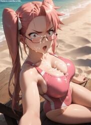 1girls 2d ai_generated ass athletic athletic_female bare_shoulders beach belly big_breasts chest cleavage cum cum_on_body cum_on_breasts curvy curvy_figure cute cute_face detailed eyelashes eyeshadow female female_only fit fit_female focus from_above glasses high-angle_view high_quality highschool_of_the_dead hips huge_breasts large_breasts legs light-skinned_female light_skin lips lipstick looking_at_viewer makeup mascara midriff navel nero100 one-piece_swimsuit orange_eyes outdoors pale-skinned_female pale_skin pink_hair posing sagging_breasts saya_takagi seductive seductive_look selfie shocked shocked_expression stable_diffusion surprise surprised swimsuit swimwear thick_thighs thighs twintails wide_hips yellow_eyes