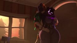 3d 3d_animation :3 :3_face anthro bear bear_ears bear_girl belt belt_buckle big_ass big_breasts big_muscles big_nipples big_thighs breasts cat_ears cat_humanoid cat_tail clothed_male_nude_female different_hair_color dominant_male fortnite fortnite:_battle_royale furry furry_female furry_male furry_only groping groping_breasts groping_from_behind hair hands_behind_back hands_on_breasts hands_on_hips hawaiian_shirt holster holstered_weapon huge_breasts huge_thighs indoor indoors indoors_nudity indoors_sex inside inside_view longer_than_30_seconds meowscles_(fortnite) muscular muscular_anthro muscular_arms muscular_legs muscular_male orange_hair purple_body purple_eyes purple_fur purple_hair purple_nipples purradise_meowscles raven_team_leader raven_team_leader_(fortnite) scar scar_across_eye scar_on_face short_video shorter_than_one_minute shorts sound sound_effects standing standing_sex submissive_female sunrise sunset tagme video window window_light